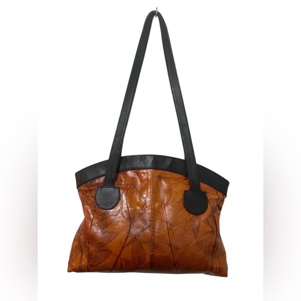 Women’s Brown Leather Tote with Black Trim